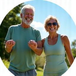 Adults engaging in moderate exercise, symbolizing fitness after 35.