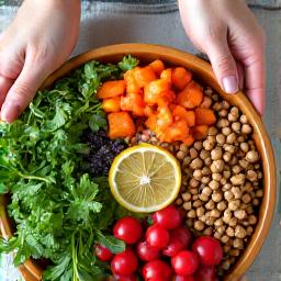 Healthy meal preparation with fresh ingredients, symbolizing nutrition support.