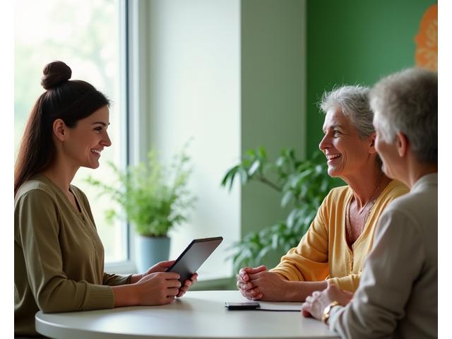 Experienced registered dietitian consulting with an adult client over 35 about personalized nutrition plans.