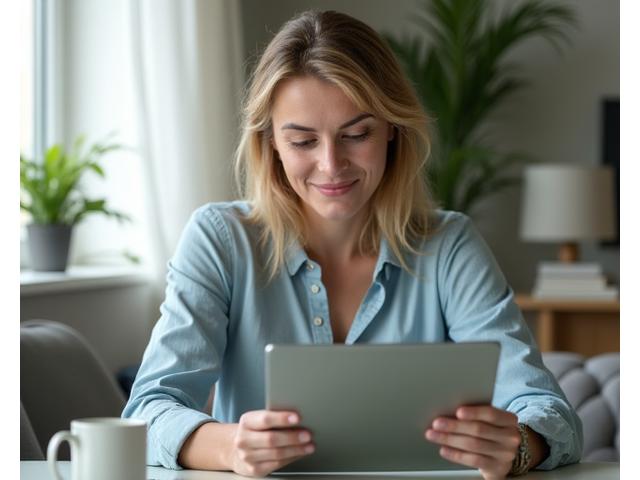 Woman receiving one-on-one coaching session on a tablet, focused and engaged